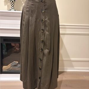 Zara Olive Button-Down Maxi Skirt